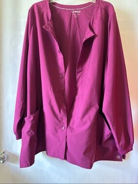 Women's Deep Pink Button-Front Shirt Jacket